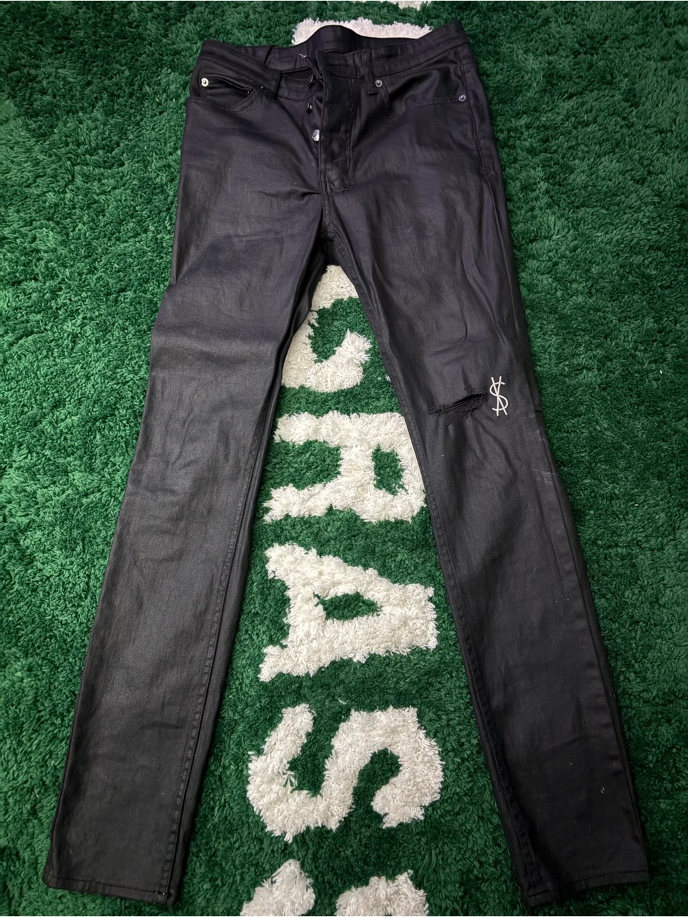 Black Leather Ksubi Jeans-Slim Fit